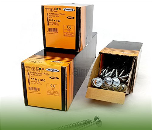 Eurotec Vis pour construction en bois Paneltwistec 4x50, avec tête disque, galvanisée (4 x 50 - 500 pièces)