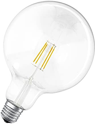 LEDVANCE Lampada LED Smart+ con tecnologia Bluetooth, globo filamentos, E27, dimmerabile, sostituisce lampadine da 50 W, bianco caldo, 2700 K, controllabile con Google, Alexa e Apple Voice Control