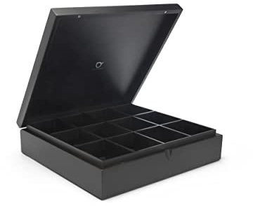 Bredemeijer Scatola da tè 12 scomparti chiusi in bambù nero