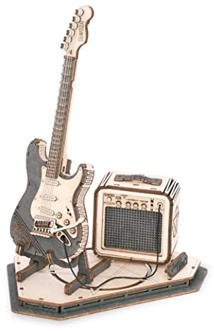 ROKR 3D Wooden Puzzles Guitar Craft Model Kits for Adults to Build Musical Instruments Birthday Gift for Family and Friends 140 Pieces, Guitar