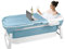 Uisebrt - Baignoire pliable pour adulte - Pliable et portable - Avec couvercle amovible, panier à savon et rouleau de massage - Taille L - 148 x 62 x 53 cm - Convient pour petite salle de bain - Bleu