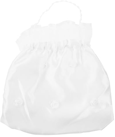 DECHOUS Borsa Sposa in Raso Bianco Fiore, Chiusura a Coulisse Elegante