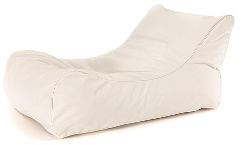 Ecopuf Master - Pouf Chaise Longue da Esterno - Poltrona Sacco con Tasca Laterale - Imbottitura in Palline di Polistirolo - Lettino Dim. 115x65x60 Cm
