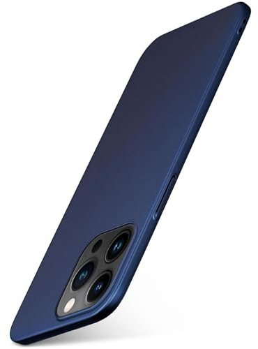 moex für iPhone 15 Pro Hülle Ultra Dünn, Schutzhülle mit erhöhtem Kameraschutz, Slim Cover Hardcase Backcover, Dünnste Handyhülle Minimalistisch Alpha Case, Metallic Blau