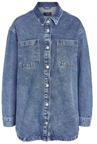 NOISY MAY NMALVA L/S DENIM SHACKET AZ351MB NOOS Frauen Langarmhemd blau S 100% Baumwolle Streetwear