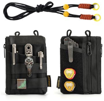 VIPERADE VE16R EDC Pocket Pouch with Strap, 5 Pockets with 2 Zipper Pockets, Pocket Organizer for Men, Small Sling Organizer Bag, Slim EDC Wallet Multitool Pouch