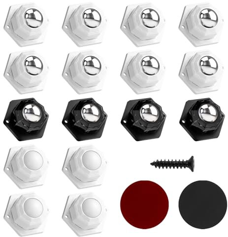 Chiluxendo 16 pièces Roulettes pour Meubles, Roulette Charge Lourde, Petite Roue Pivotante Autocollantes, Roulement Auto-Adhésives à 360 Degrés, pour Meubles Ustensiles de Cuisine Boîtes de Rangement