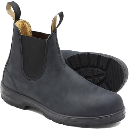 Handgefertigte Vintage-Chelsea-Stiefel mit runder Spitze und Blockabsatz, hohe Paarstiefel, Unisex-Schlupfstiefel aus Leder (49,Grey)