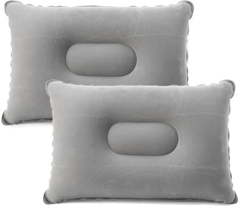 GXGM 2 Stück 34 * 22CM Kissen aufblasbar,nackenkissen aufblasbar,Aufblasbares kopfkissen,Aufblasbares Kissen Camping Reisekissen Luftkissen Kopfkissen, Nackenkissen Strandkissen（Grau）