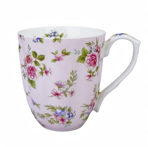 LJIMICAORO Tazza da caffè in porcellana Bone China con motivo floreale da 368,5 g, tazza da tè in osso, regalo di Natale per donne, mamma, amici, colleghi