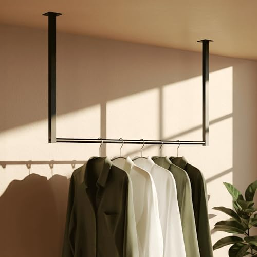 CLP Kleiderstange Fenton I Kleiderständer für Deckenmontage I Garderobenstange aus Metall I für Flur, Garderobe und Schlafzimmer, Größe:80x60 cm