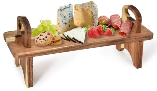 Acacia Wood Raised Serving Platter Great Cake Stand Food Display,42x14x17 cm, Cheese Board & Salad Server Perfect for Afternoon Tea, Tapas, Buffets & Breakfast,Desserts, Grazing and Buffets