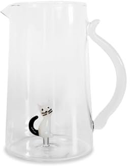 Wd Lifestyle - Caraffa in Vetro Borosilicato 1,5 Litri con Decorazione Interna (Gatto)