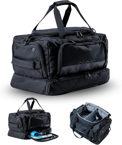 OTARO Sporttasche mit Schuhfach & Nassfach – 50L Reise- & Fitnesstasche mit Laptopfach, Rucksackgurten, vielen Fächern & wasserdichtem Fach – robuste Reisetasche für Damen & Herren (schwarz)