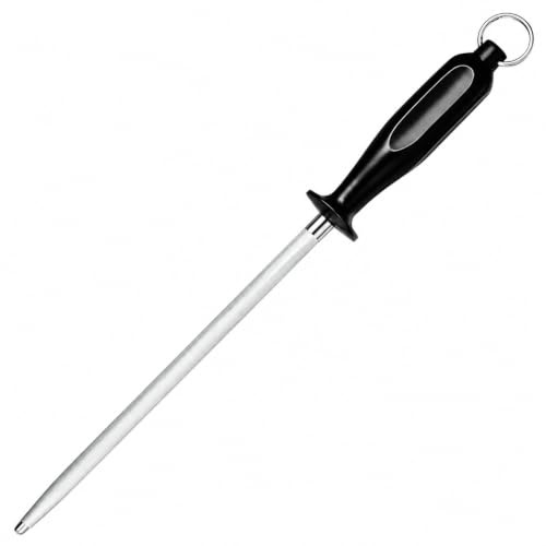 Retronz Honing Steel Rod, High Carbon Sharpening Steel Knife Sharpener with Non-Slip Ergonomic Handle, Professional Rod for Kitchen, Chef & Butcher Knives, Gift Box Included