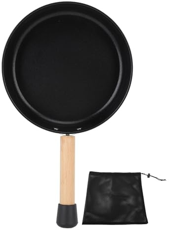 Friggere Padella, 304 Acciaio inossidabile in acciaio Anti Stick Covveratura in legno in pentola con sacchetto di stoccaggio padella da padiglione per picnic da campeggio