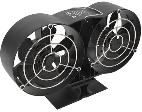 Masyrt 12-blads kaminfläkt med skyddshandtag, cirkulerande varmluft av aluminium, dubbelmotorer, ugnsfläkt för vedspisar