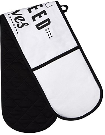 Premier Housewares Mot et Jeux Gant Double pour Four, Blanc/Noir