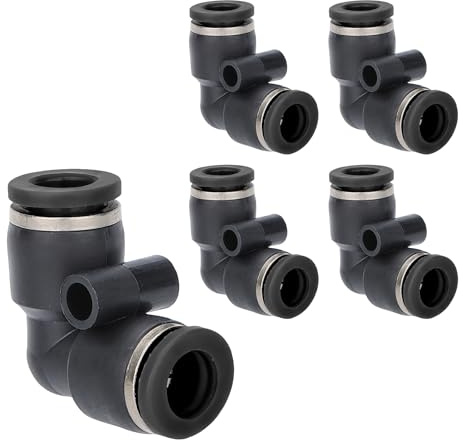 Baomain 12mm Tube OD L-Shaped Push to Connect Fittings - Elbow Quick Connect Air Line Fittings Connectors for 12mm Outer Diameter Pneumatic Tubing and Air Hose (5-Pack)