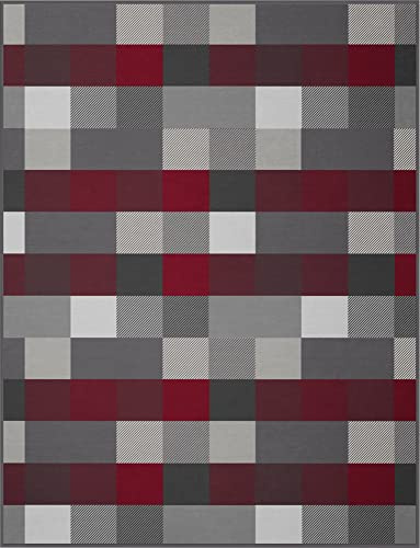 Erwin Müller Wohndecke Lecca Baumwollmischung rot-grau Größe 150x200 cm