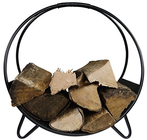 khevga Panier en bois rond moderne en métal noir