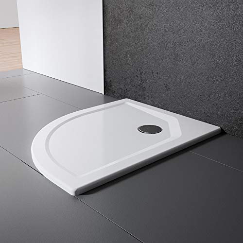 Schulte Duschwanne 100x100 cm, rund extra-flach 3,5 cm, Radius 550 mm, Sanitär-Acryl alpin-weiß, inkl Ablauf und Füßen