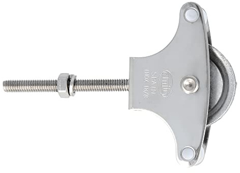 Amig - Puleggia con Roldana Metallica da 39 mm Mod.22 | M6 x 60 mm | Per Stendibiancheria | Acciaio inossidabile 18/8 | Con vite di serraggio e guide