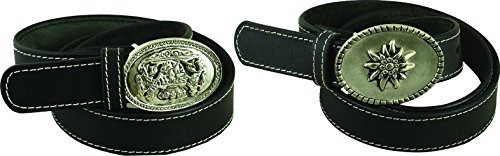 Fuente Trachten Ledergürtel Herren, Trachten Ledergürtel Damen- Trachtengürtel Vollledergürtel Rindledergürtel Schwarz Herren Damen (90, Schwarz)