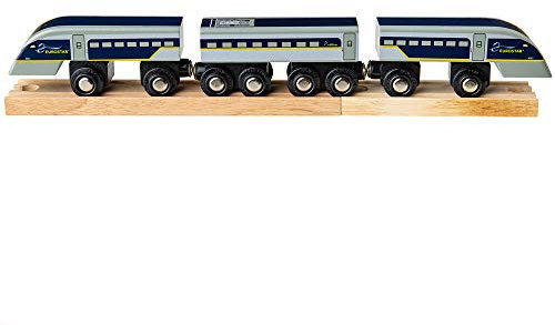 Bigjigs Rail Eurostar Toy Train | Model of the e320 Engine | Wooden Accessories for Railway Track Set | Ideal First Gift for 3+ Year Old Kids | Educational Tool Suitable for Young Boys & Girls