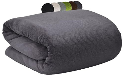 Beautissu Aurelia Kuscheldecke 150x200 cm Anthrazit – Flauschige Wohndecke für Sofa, Couch & Bett - Microfaser Fleecedecke als Tagesdecke oder Sofa Überwurf - weiche Wohnzimmerdecke XL