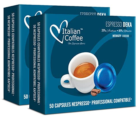 Italian Coffee 100 Capsule Caffè Deka Compatibile con Nespresso Professional