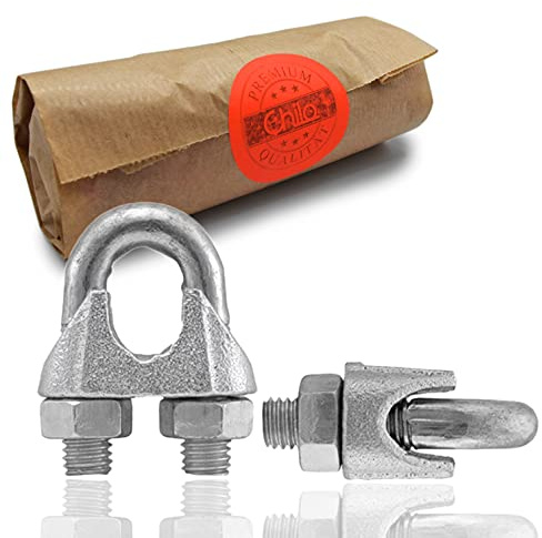 CHILO® Drahtseilklemmen – super stark, rostfrei – Bügelklemmen für Drahtseil verzinkt [3mm 5mm] Drahtklemme Seilklemme 5-er und 10-er Pack (5, 8mm)