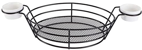 ARFUKA Iron Multifunctional French Fry Basket & Serving Rack with 2 Sauce Cups Ideal for Chips, Onion Rings, Chicken Wings & Fast Food Party, Kitchen & Restaurant Tableware