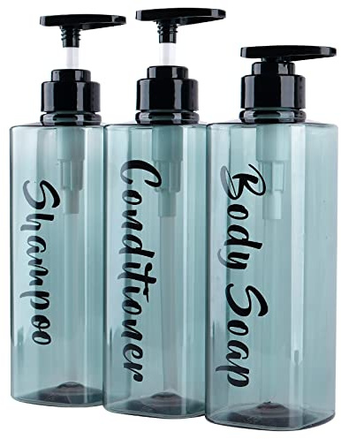‌ILIKEPOW 3 Stück Seifenspender, 500 ml Duschgelspender für Duschgel, Nachfüllbarer Shampoo Flasche zum Befüllen für Badezimmer, Pumpspender für Duschgel, Shampoo,Lotionen (Blau, 6.5x6.5cm)