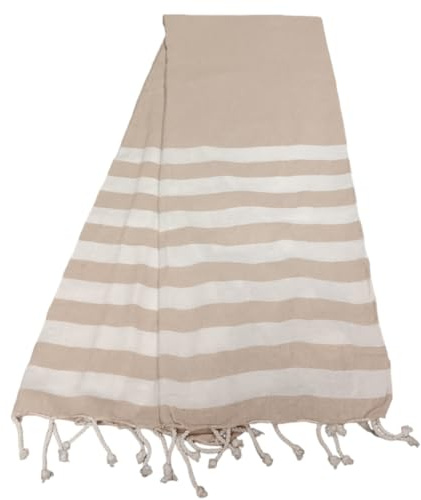 Atout Ciel Serviette de Plage, fouta rayée avec Franges 90 x 180 cm, Lin