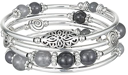 FULU AUTUMN Bracciale in perle d'argento da donna, braccialetto avvolgente in pietra multistrato regalo di gioielli fantasia per la mamma il giorno del Ringraziamento - confezione regalo, Bronzo,