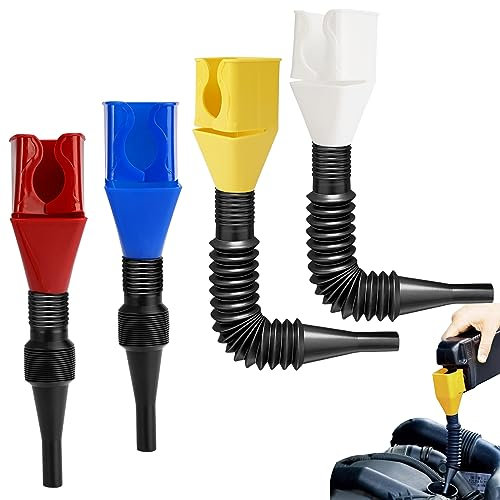 4 Pièces Entonnoir Pliable Carburant Flexible Universel, Entonnoir Huile Moteur, Entonnoirs Multifonctions en Plastique avec Fermoir, Outil de Drainage Flexible Entonnoir à Clapet pour Voitures