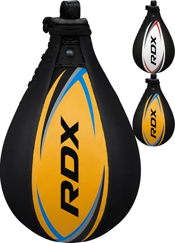 RDX Palla Veloce Boxe, Vacchetta Pelle Speedball, Pera da Boxe con Gancio Soffitto per Muay Thai MMA Pugilato Sacco Punzonatura Allenamento di velocità Combattimento Sport Fitness Boxing Speed Bag