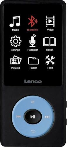 Lenco Xemio-860BU MP3/MP4-Player mit Bluetooth 5.3-8 GB Speicher - 2,4 Zoll TFT LCD Display - Blau, 18 Stunden Akkulaufzeit, Mikrofon