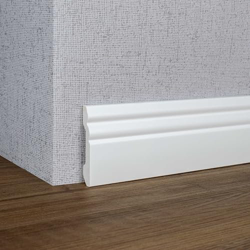 PROVISTON Sockelleiste Berliner Profil 16 x 80 x 2000 mm Elegante Hamburger Leiste Hochwertige Fußleiste Kunststoff Weiß Wasserfest, Robust und Langlebig