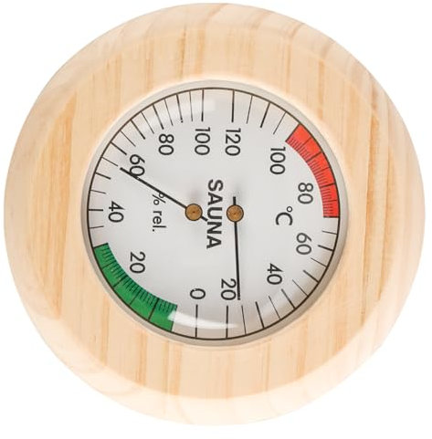 Laroal Thermomètre et hygromètre de sauna rond 2 en 1 Thermomètre et hygromètre de sauna pour mesurer la température et l'humidité Accessoires de sauna