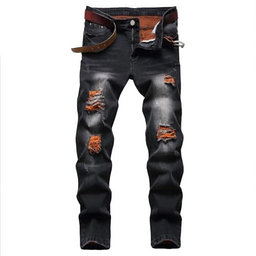 Jean déchiré pour Homme, Coupe Slim, Extensible, Skinny, Effet usé, Droit, Taille Flexible, Confortable, Tendance