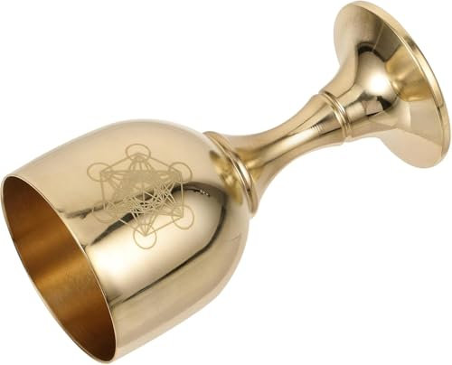 OUUOYSD Coupe en Laiton, Calice, Verres à vin du Saint Graal Triple Lune Coupe d'offrande Coupe d'eau d'offrande Porte-Eau bénite Coupe Bouddhiste décorative
