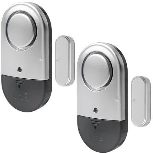 Lot de 2 alarmes de porte sans fil anti-effraction - 125 dB - Système d'alarme sans fil avec capteurs de porte et de fenêtre et alarme 2 en 1 - Alarme de porte avec sirène pour maison, appartement