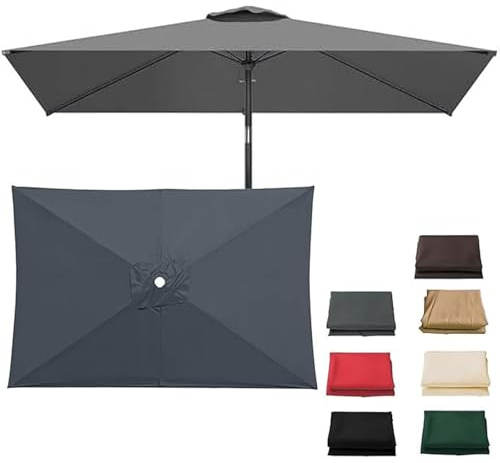 Rechange Telo per Ombrellone da Giardino Rettangolare 4/6/8 Stecche, Tessuto Impermeabile Copertura di Ricambio per Tenda da Sole Da Terrazzo Cortile Spiaggia Piscina Mercato(F1,210x140cm)