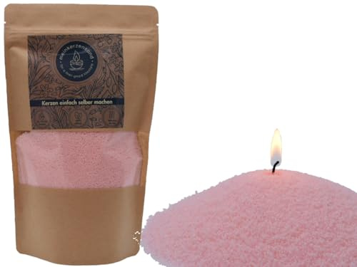 KERZENSAND inkl. 2 Dochte á 20cm - Palmwachs Wachsgranulat Kerzengranulat Kerze Wachs Teelicht - Universal einsetzbar - unvergleichbar Kreativ (rosa - 400g)