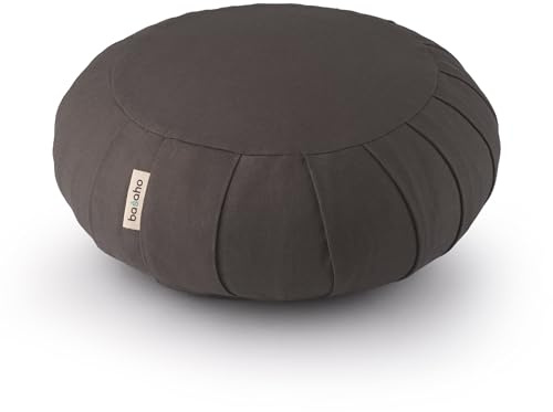 basaho CLASSIC Zafu Coussin de Méditation | Coton Bio | Coques de Sarrasin | Housse Amovible et Lavable (Gris Pierre)
