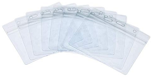 Ausweishüllen,50er Pack Transparent Kartenhalter Wasserdichte Plastik Horizontale Ausweishüllen Schlüsselband mit Grip Dichtung für Angelegenheiten Belichtung Büro 100x82mm