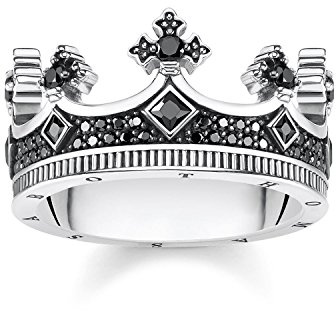 Thomas Sabo Unisexe Bague Couronne Argent Sterling 925, Noirci TR2208-643-11