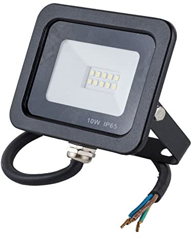 Popp® Floodlight LED Foco Proyector LED para Exterior Negro 10W, luz fría 6000K, Eficiencia Luminosa 85LM/W, Protección contra Sobrevoltajes, Resistente al Agua IP65(10W 6000K)